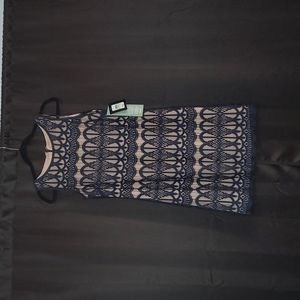 J.H. Navy & Tan Lined Dress